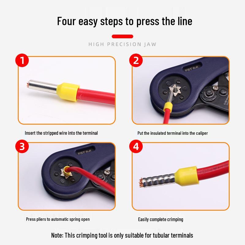 European Style Pin Terminal Crimping Pliers - Cold Crimping Hardware Tool for Small Tubes