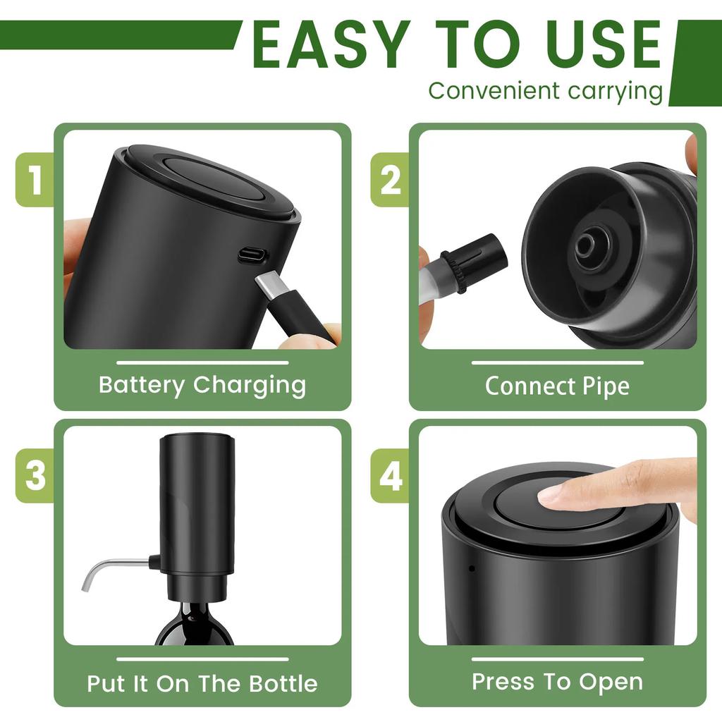 Electric Wine Aerator USB Rechargeable Wine Decanter Dispenser Automatic Wine Aerator Pourer One Touch Wine Decanter Aerator