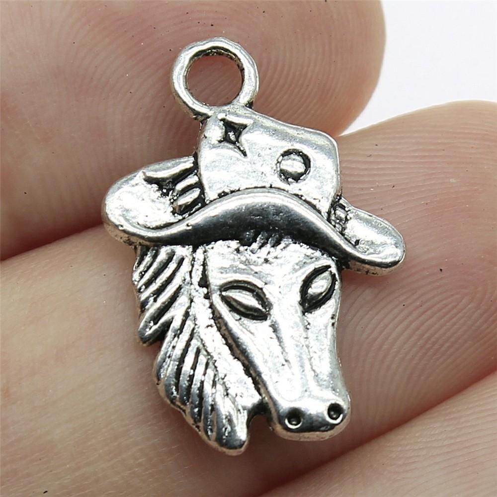 20pcs Running Horse Charms For Jewelry Making Tibetan Bronze Silver Color Pendants Antique Jewelry Making DIY Handmade Craft