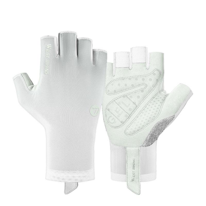 WEST BIKING Summer Half Finger Bike Gloves High Elastic Breathable Cycling Gloves Anti-slip Shock Absorption Sports Gloves L(Palm 9.5-10cm)