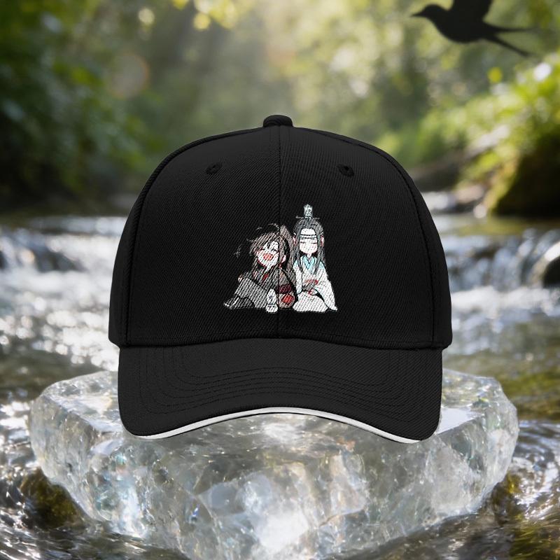 Ancient Style Sitting Figure Illustration Sandwich Baseball Cap, Unisex Easy Lightweight Adjustable Outdoor Sun Hat, Ideal Gift