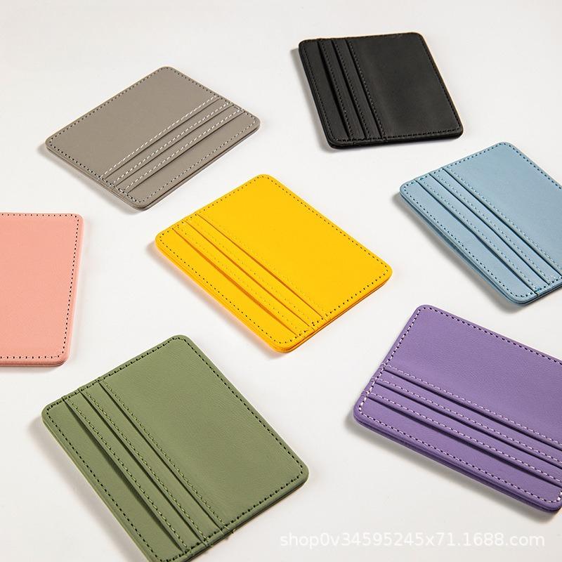 Ultra-thin PU Leather Mini Wallet Slim Credit Card Holder 4 Slots for Men Women Business ID Case