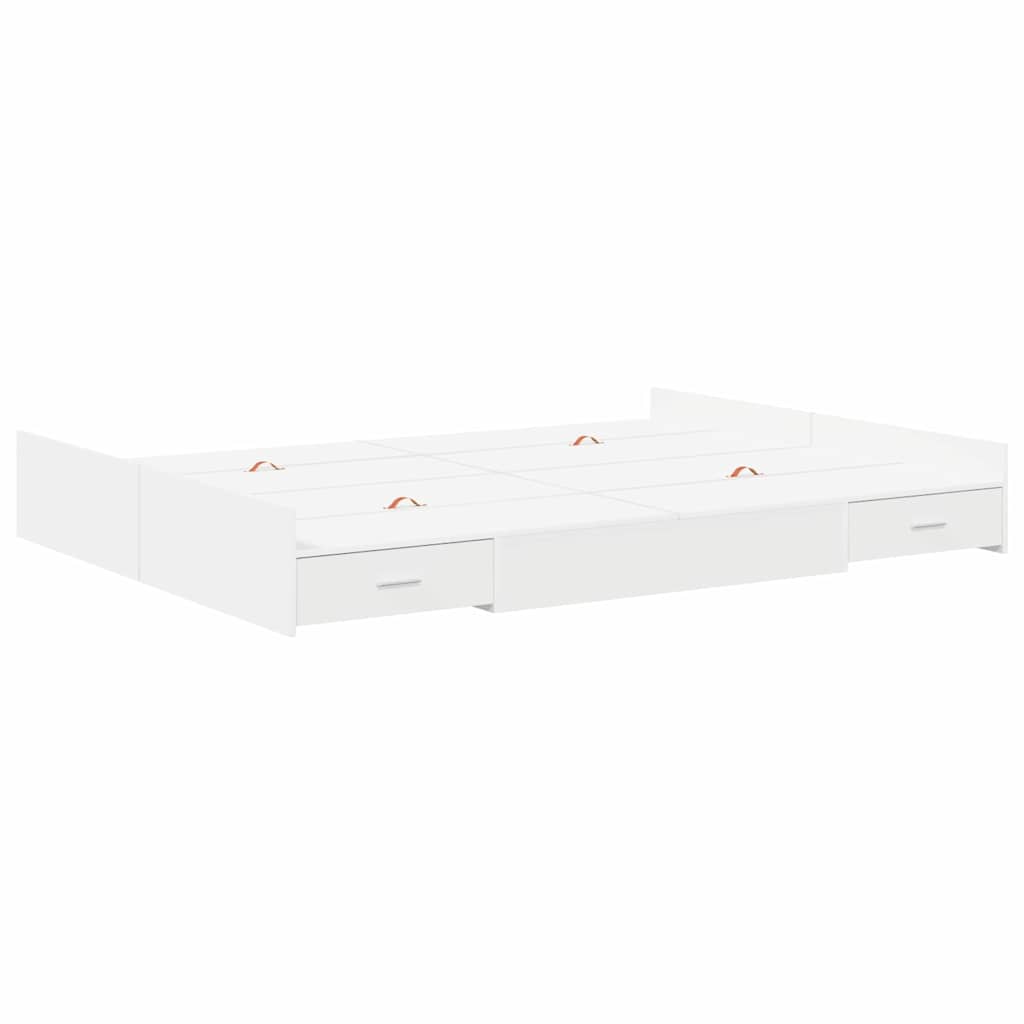 Storage Bed Frame White 140 x 200 cm Particleboard