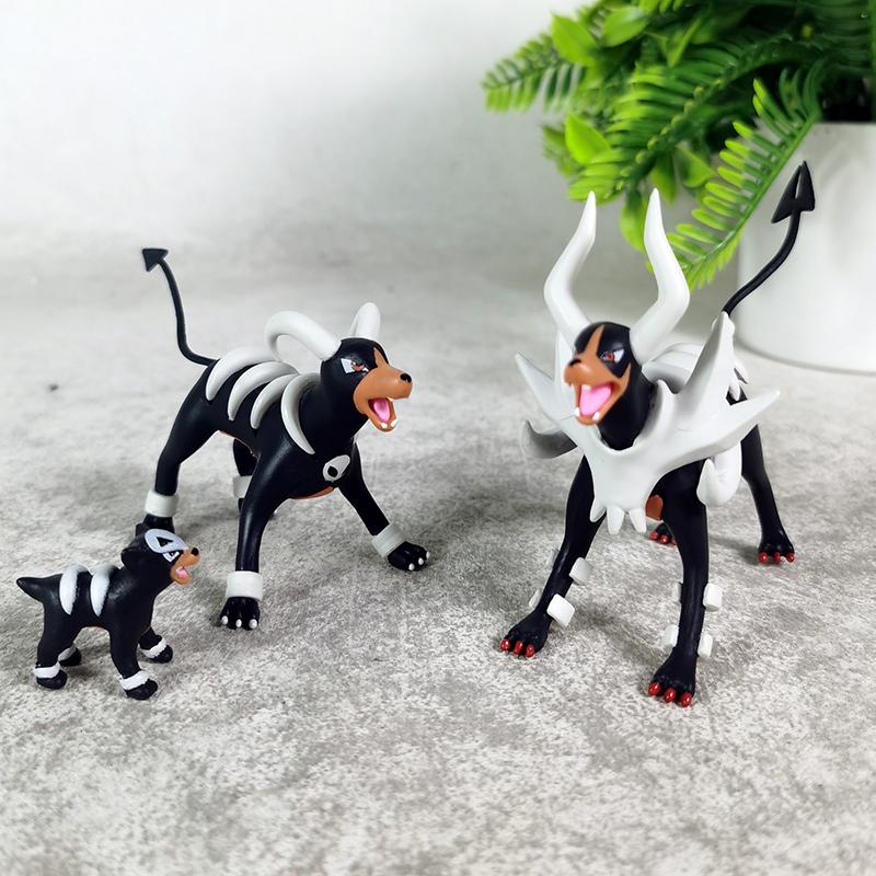 In Stock 10cm 3pcs Mega Houndoom Anime Figures Houndour Figure Houndoom Figurine Pvc Statue Collection Desk Decoration Gift Toys