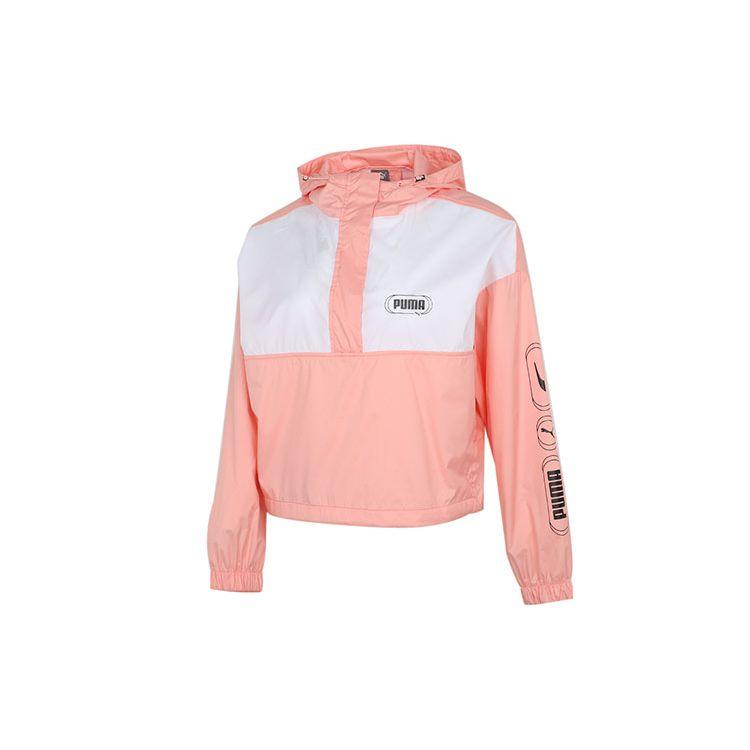

Puma Спортивная тканая куртка с капюшоном с логотипом, женская куртка розового цвета 588797-26 L