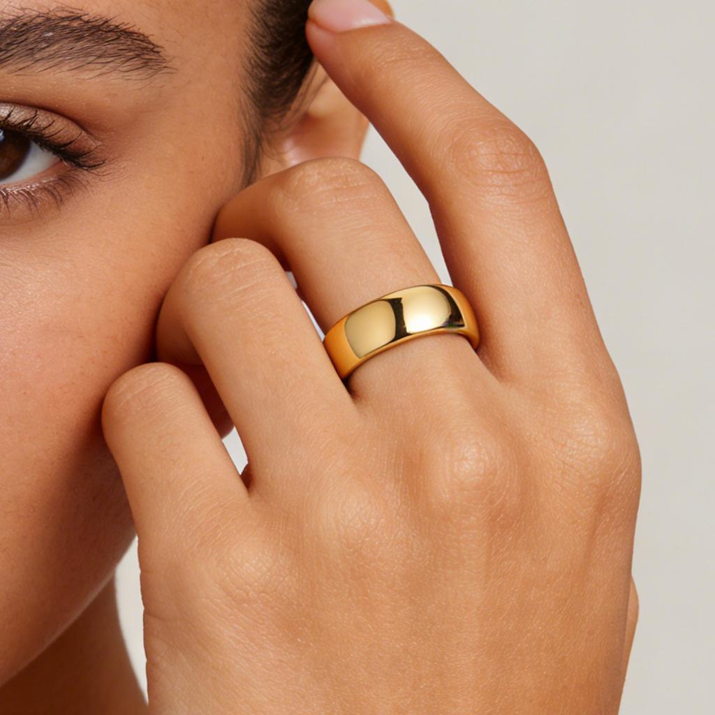 Gold Color Wedding Band Engagement Stainless Steel Ring for Women Men US Sizes 4 5 6 7 8 9 10 11 12 13 14 15