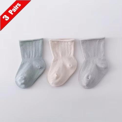 1/3/5Pairs Children Girls Socks Four Seasons Cotton Simple Toddler Boys Socks Loose Mouthed Casual Newborn Socks Age For 0-5Yrs