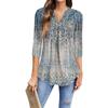 Women's Fashion Casual Three-Quarter Sleeve T-Shirt Printed V-Neck Top