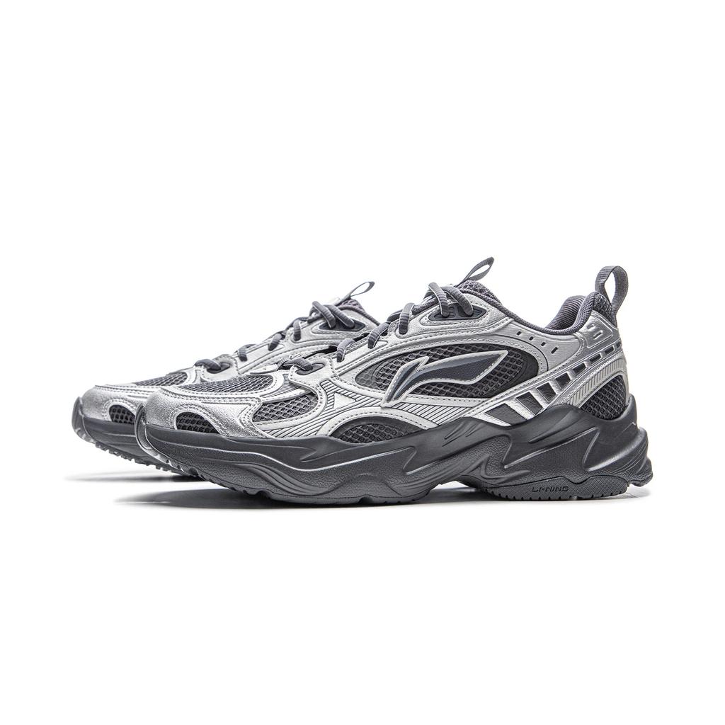 New LiNing Meteor 2K Cushioning Anti-Slip And Wear-Resistant Low-Top Casual Shoes Men's Silver Black AGCV113-3