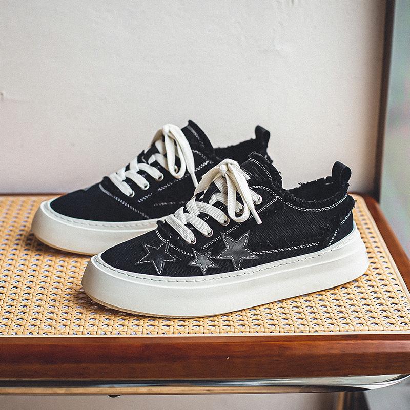 Summer New Star Canvas Shoes Men and Women Niche Original Design Couple Shoes Guochao High Street Lazy Little White Shoes