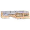 Vidaxl 10-Cz. Garden Lounge Set, Grey Cushions, Pine