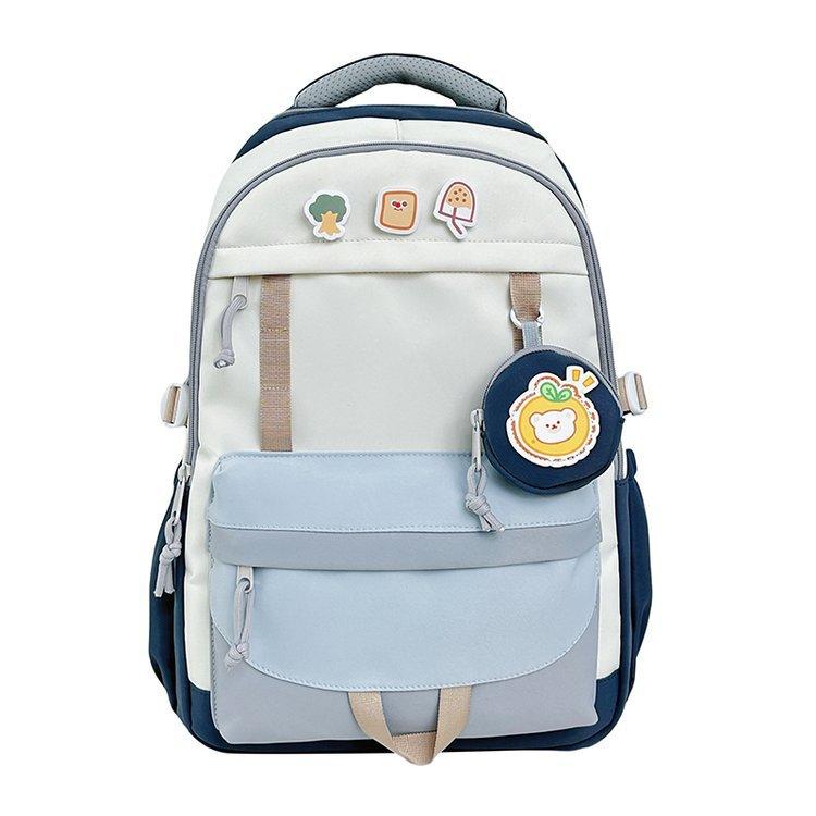 Schoolbag Japanese ins college simple contrasting color backpack female niche design sense junior high school student schoolbag casual backpack