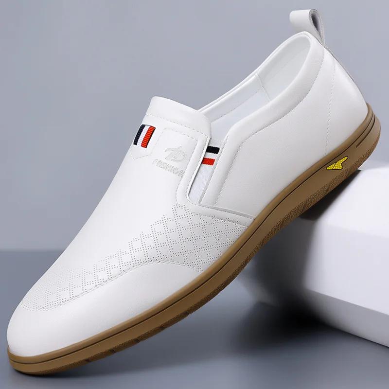 FashionDesigner New Male Loafers Spring Autumn Non-slip Breathable Slip-on Man Shoes Lightweight Men's Casual Leather Shoes