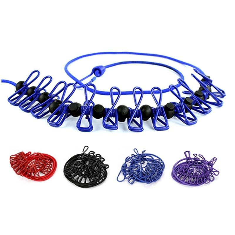 Stretch Clotheslines Elastics Clotheslines Travel Washing Line Adjust able Retractable Airer Wind proof Rope with 12Clip