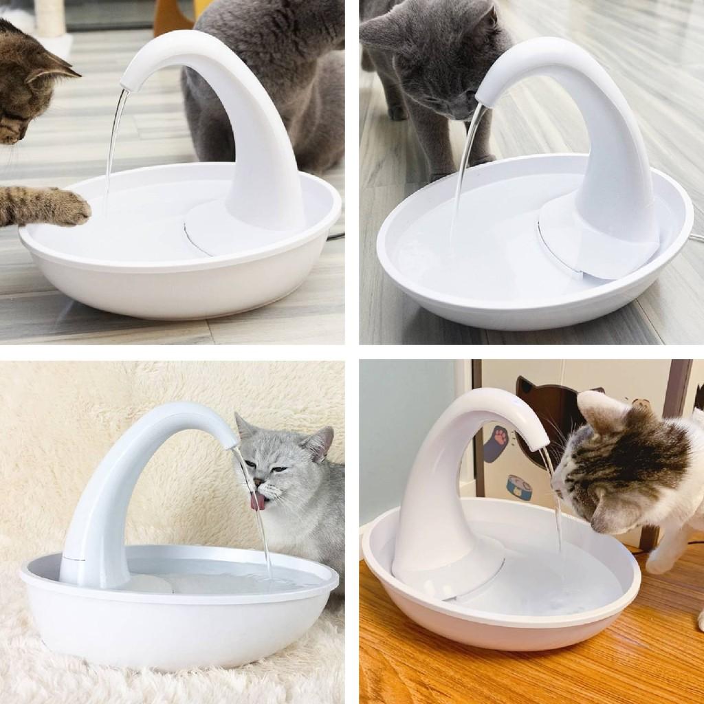 Pioneerpet Schwan Haustier-Trinkbrunnen Ideal für Katzen und Hunde mit leisem Betrieb und einfachen Reinigungsfunktionen