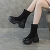 Black Stretch Boots Autumn New Inner Height Increase Breathable High Heel Short Boots Thin Boots Women's Socks Boots