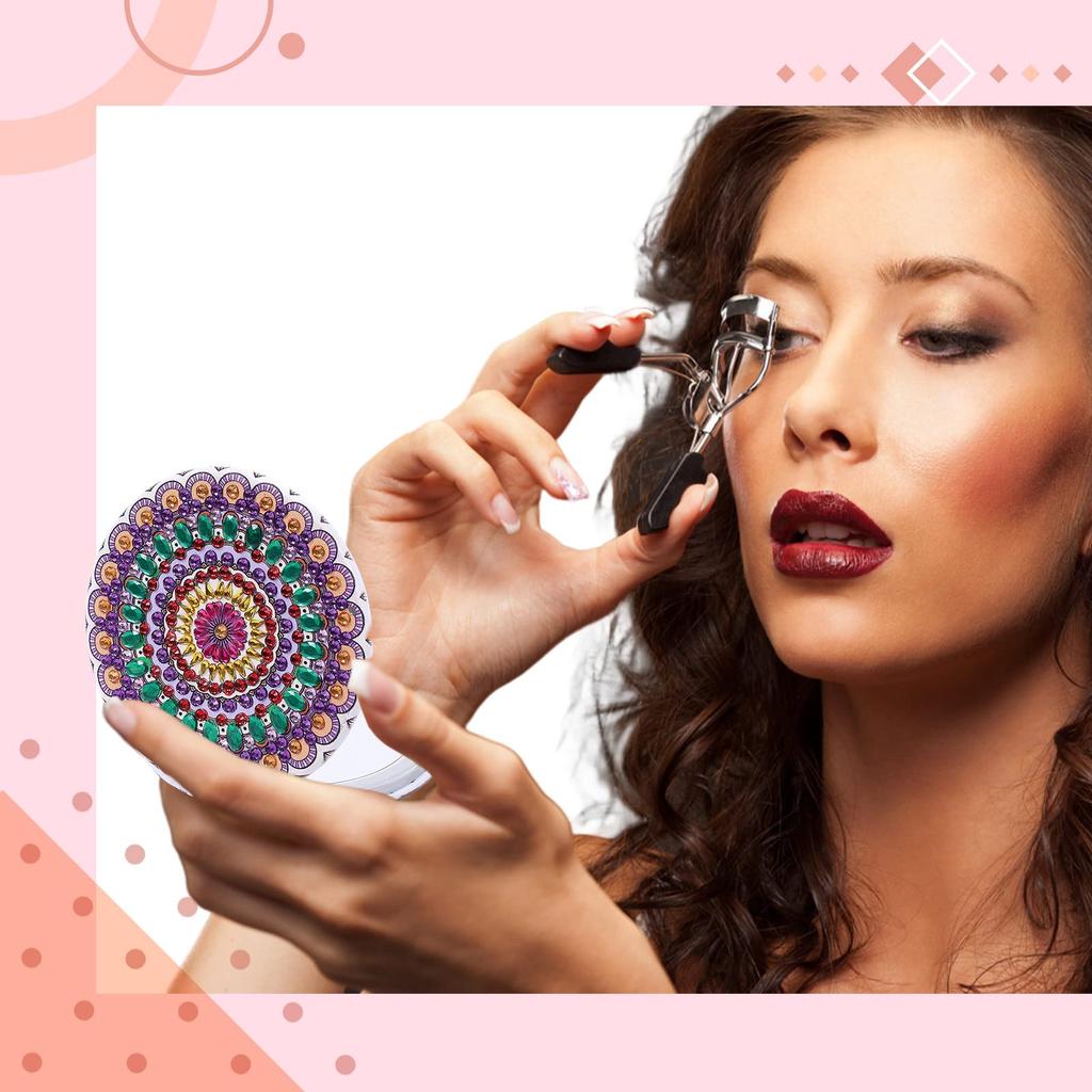 Diamond Art Diamond Painting Round DIY Makeup Craft 3D DIY Handmade Art Craft Popular for Christmas Gift Kit, Kit, Double-Sided Mirror, Mirror, Kit,