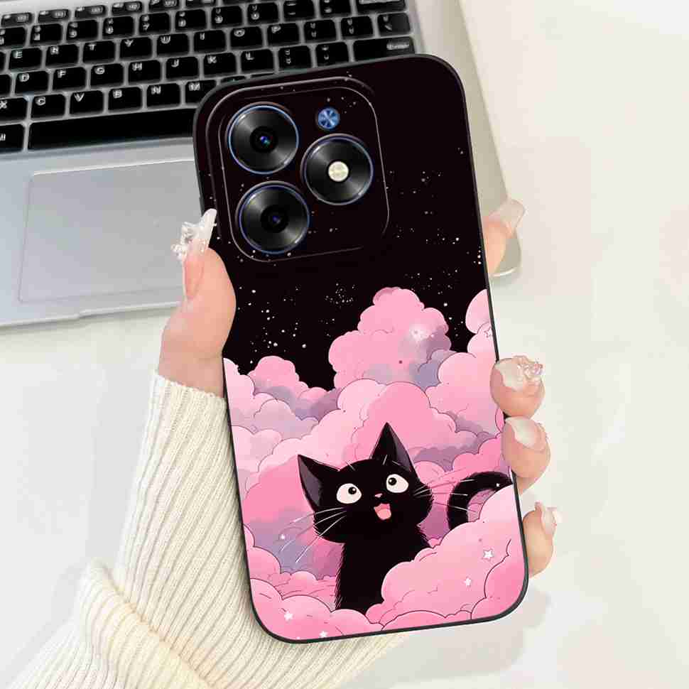 Pink Cat For Tecno Spark Go 2024 Cases BG6 Soft Silicone Cover For Tecno Spark 20 Spark20 SparkGo 2024 Casing Phone Case
