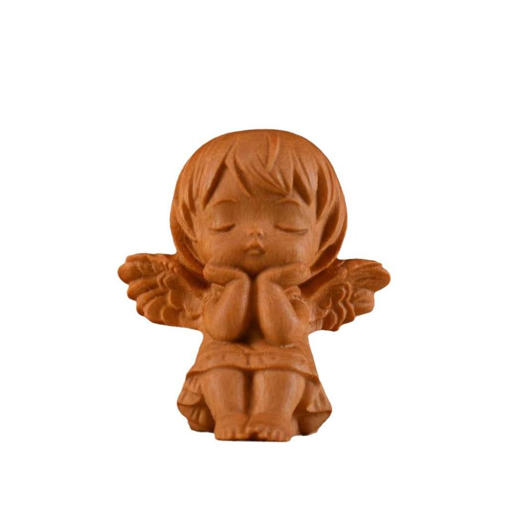 Zlatý Santálový Anděl Dívka Ručně Vyráběná Dřevěná Ozdoba
