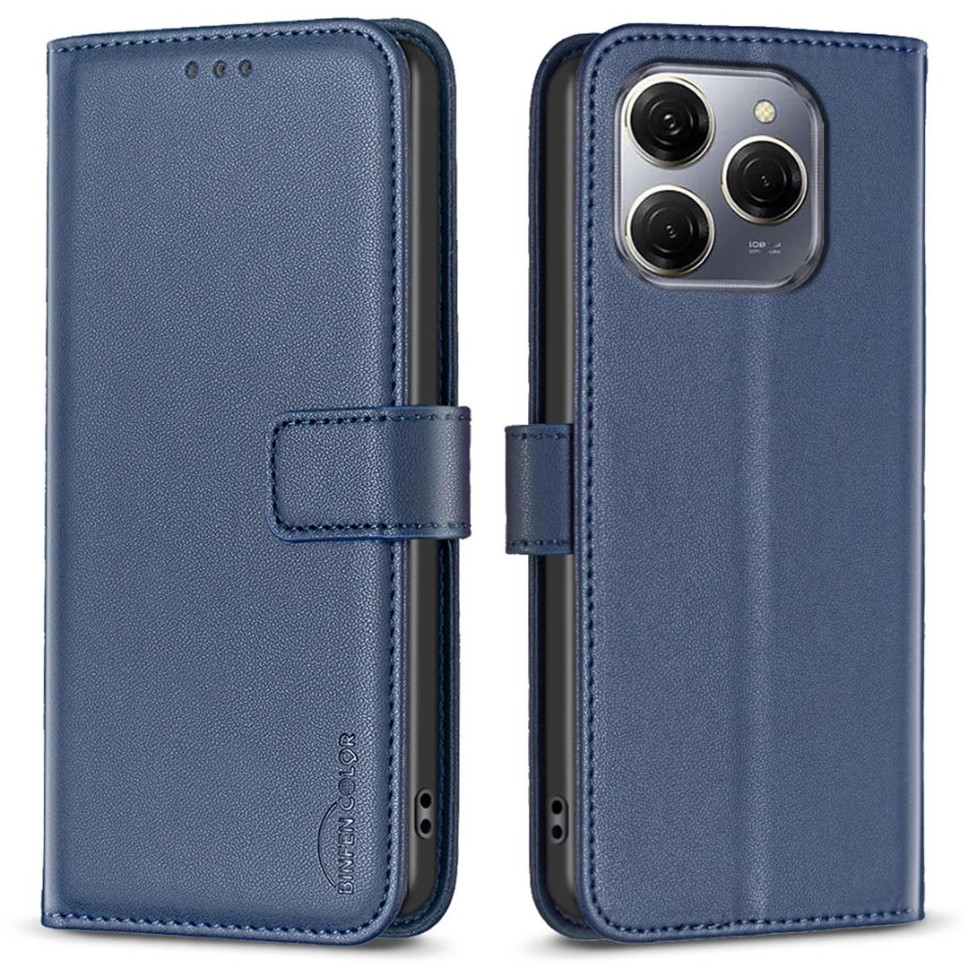 

BINFEN COLOR BF17 For TECNO Spark 20 Pro 5G Case Wallet Folio Flip Leather Cover Blue