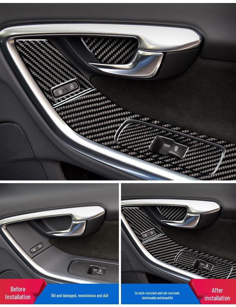 Interiérové obložení z uhlíkových vláken pro Volvo S60L/V60: Nálepky řadicí páky, stahování oken a výdechu vzduchu