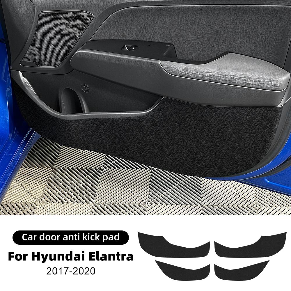 Door Anti-kick Pad For Hyundai ELANTRA  2017 2018   LHD RHD Car Leather Carbon Mat Trim Accessories