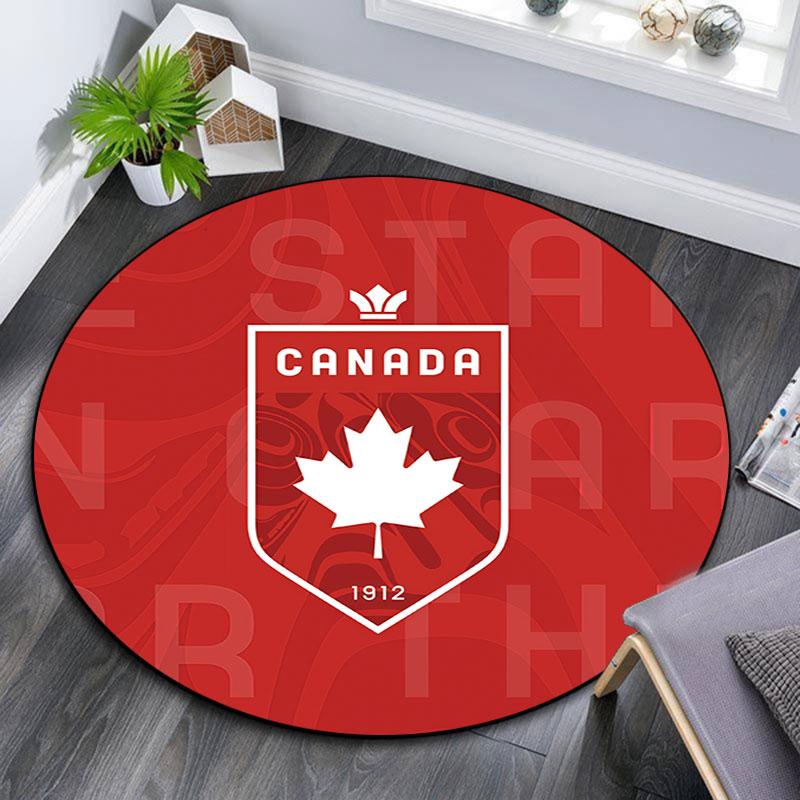 Canada national football Round Rug, Non Slip Washable Circular Carpet For Living Room Bedroom Playroom, Sports Fan Decor, Holiday Birthday Gift 80cmx80cm