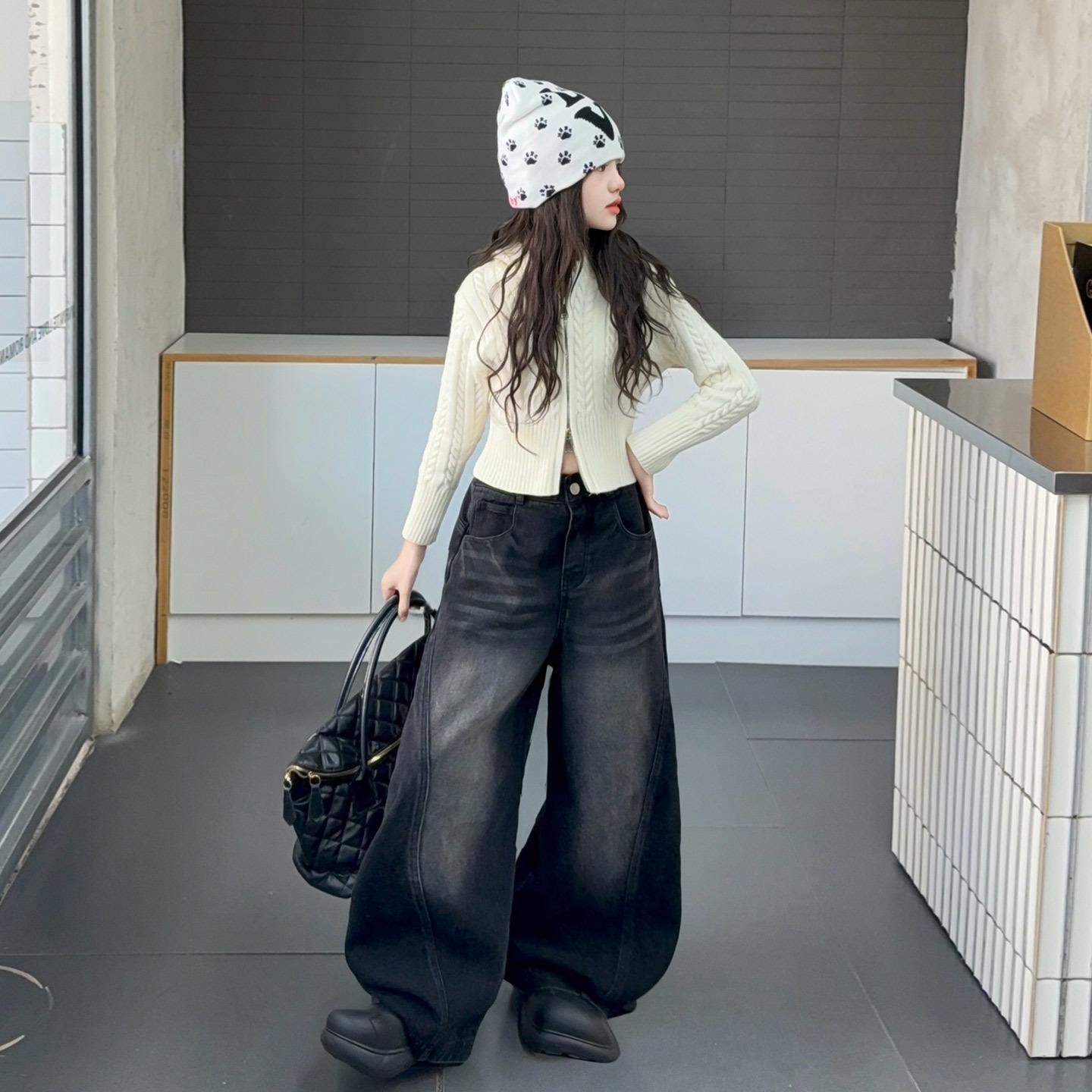 

Дівчачий осінній 2025 року кардиган з капюшоном у корейському стилі та джинсовий комплект 170 cm