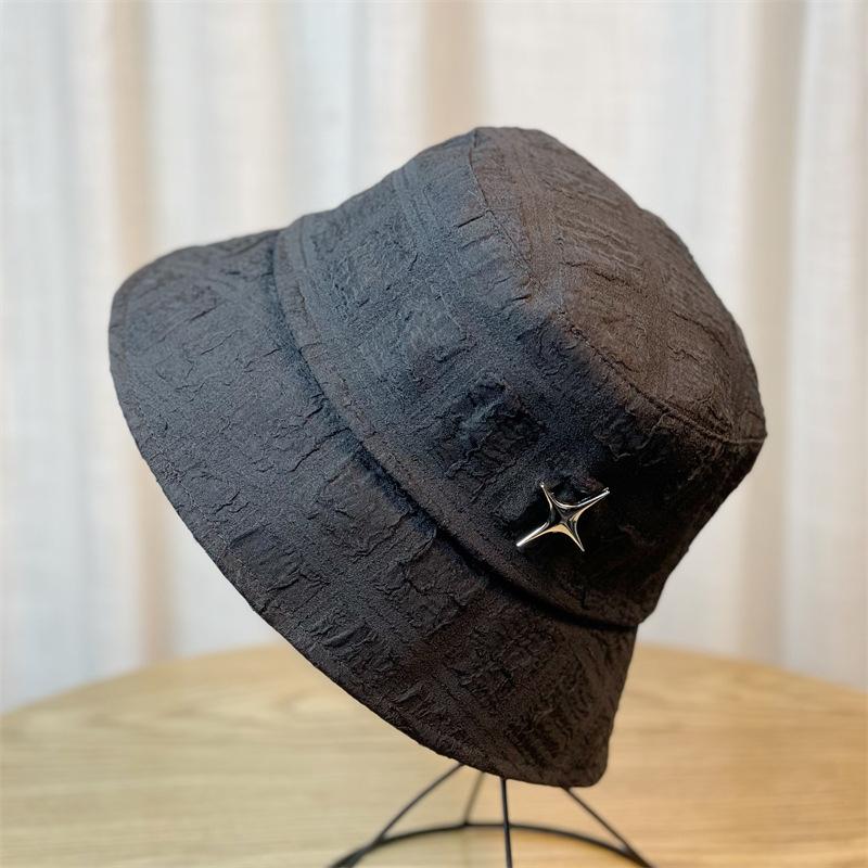 

New Hat Womens Fisherman Hat Fashion Casual Metal Logo Shade Hat Bucket чорний