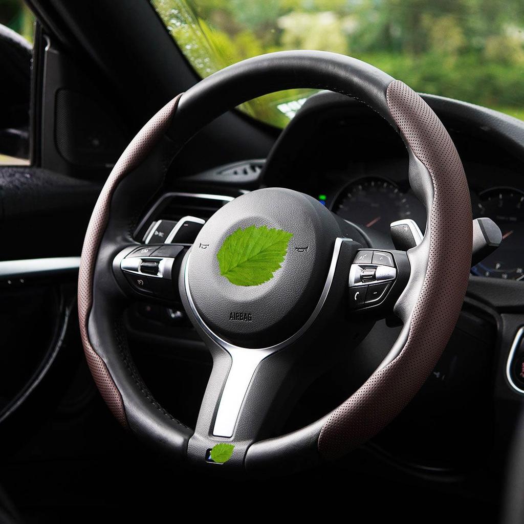 "Ultra-Thin Nappa Perforated Clip-On Steering Wheel Cover: Warm in Winter, Cool in Summer, Non-Slip Design"