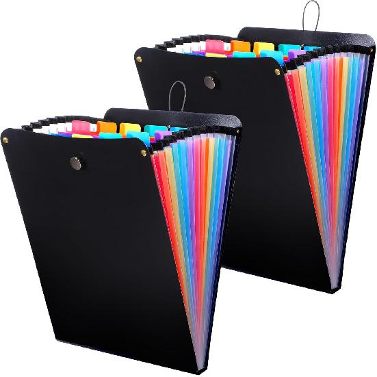 2 Pcs Expanding File Folder 13 Pockets Vertical File Folder Accordion File Organizer A4 Letter Size Paper Document Receipt Organizer Accordion 6650₽