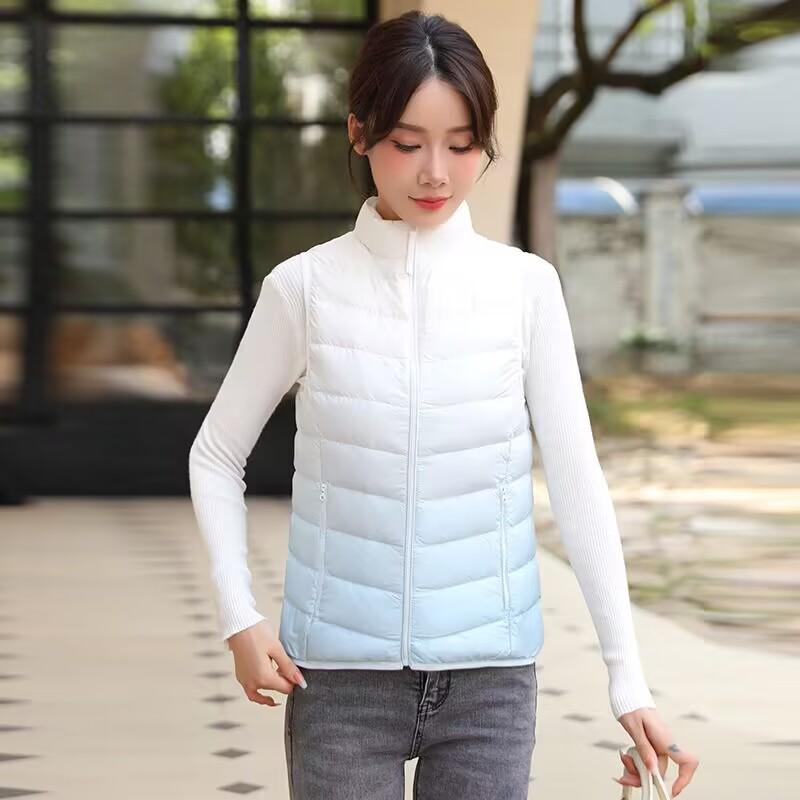 Lightweight Down Vest Women's Short Autumn and Winter New White Duck Down Slim Fit and Slim Exterior Wearing Warm Standing Collar Sweetheart