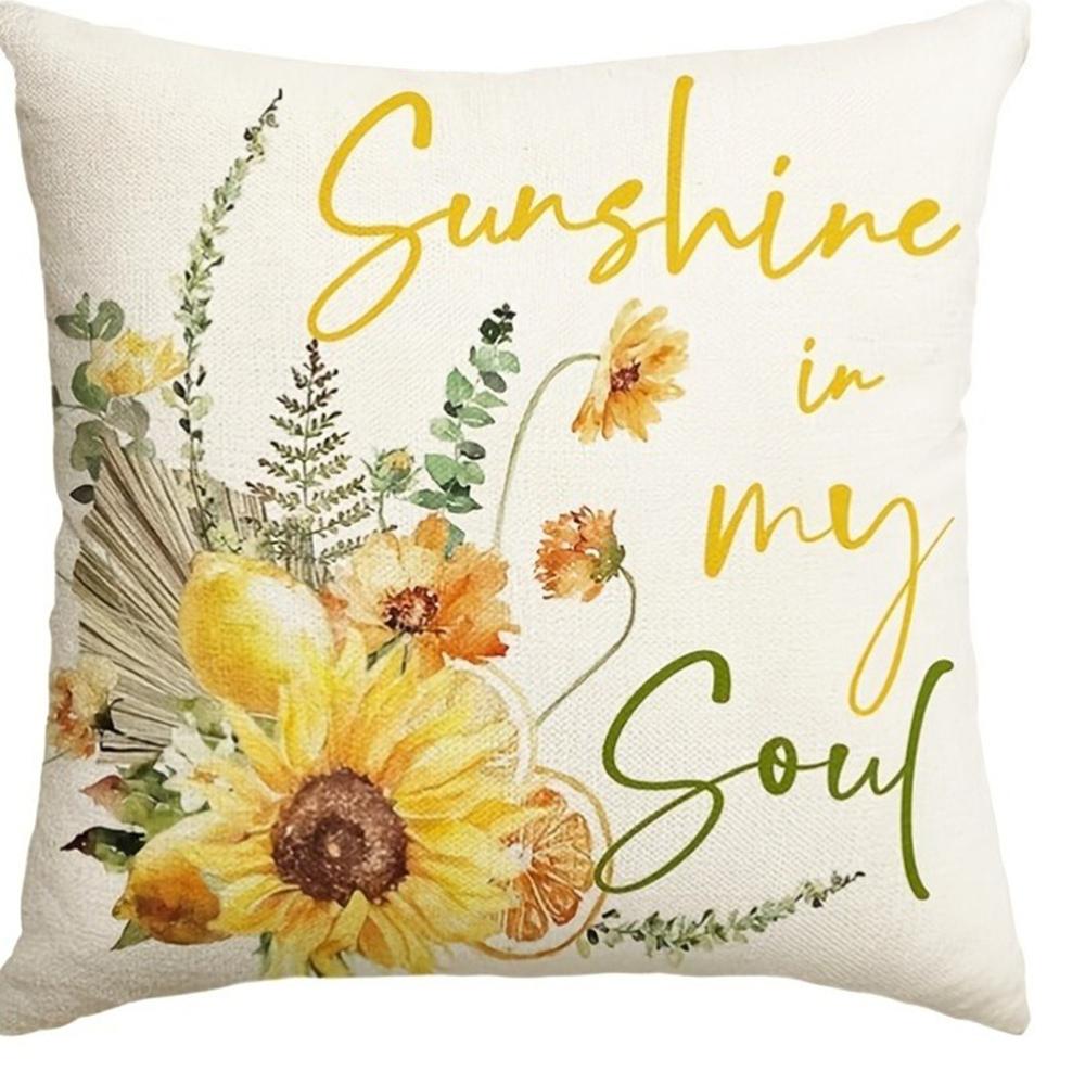 Sunflower Lemon Floral Pillow Cases - “Sunshine In My Soul” Bright DecorLiving Room Sofa Cushion Cover, Bedroom Room Decoration