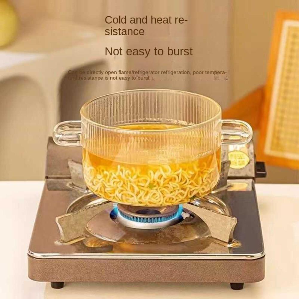 Double Ear Household Glass Saucepan 1.6L Noodle Bowl Clear Cooking Pot Kitchen Cooking Tools