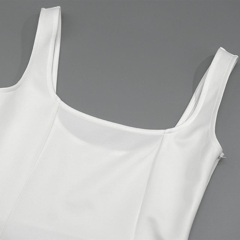 Letní čtvercový výstřih bez rukávů párty šaty na ramínka dlouhé módní elegantní dámské bez rukávů áčkového střihu letní šaty jednobarevné pouliční oblečení slim oblečení