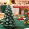 Snow Texture Candles Christmas Tree Candles, Flameless LED Flickering Wax with Remote Control, Led Flame Battery Operated Realistic Pine Decor