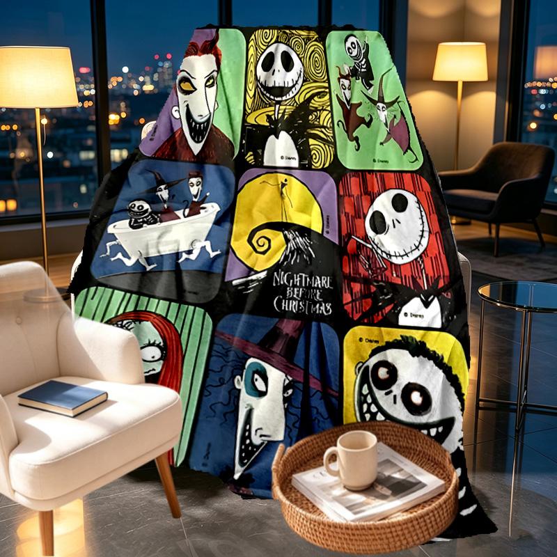 The Nightmare Before Christmas Print Blanket - Soft & Comfortable, for Bedroom, Travel, Sofa, Home Decoration - Birthday Christmas Gift for Friend
