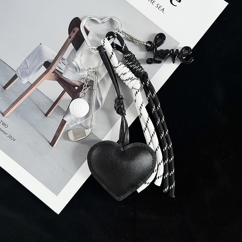 Yogodlns PU Leather Bag Pendant Braided Rope Gift Design Heart Shape Bag Charm Decor Car Key Ornament