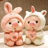Cute Cartoon Pig Plush Toy Rabbit Hat Pig Doll Stuffd Animals Plushies Bed Sofa Decoration Birthday Gifts for Kids & Adults