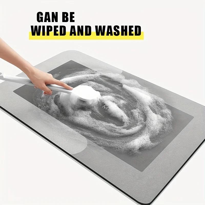 Diatomaceous Earth Bathroom Mat High Water Absorption Anti Slip Quick Drying Soft Floor Mat Bathroom Shower Bedroom Kitchen RV