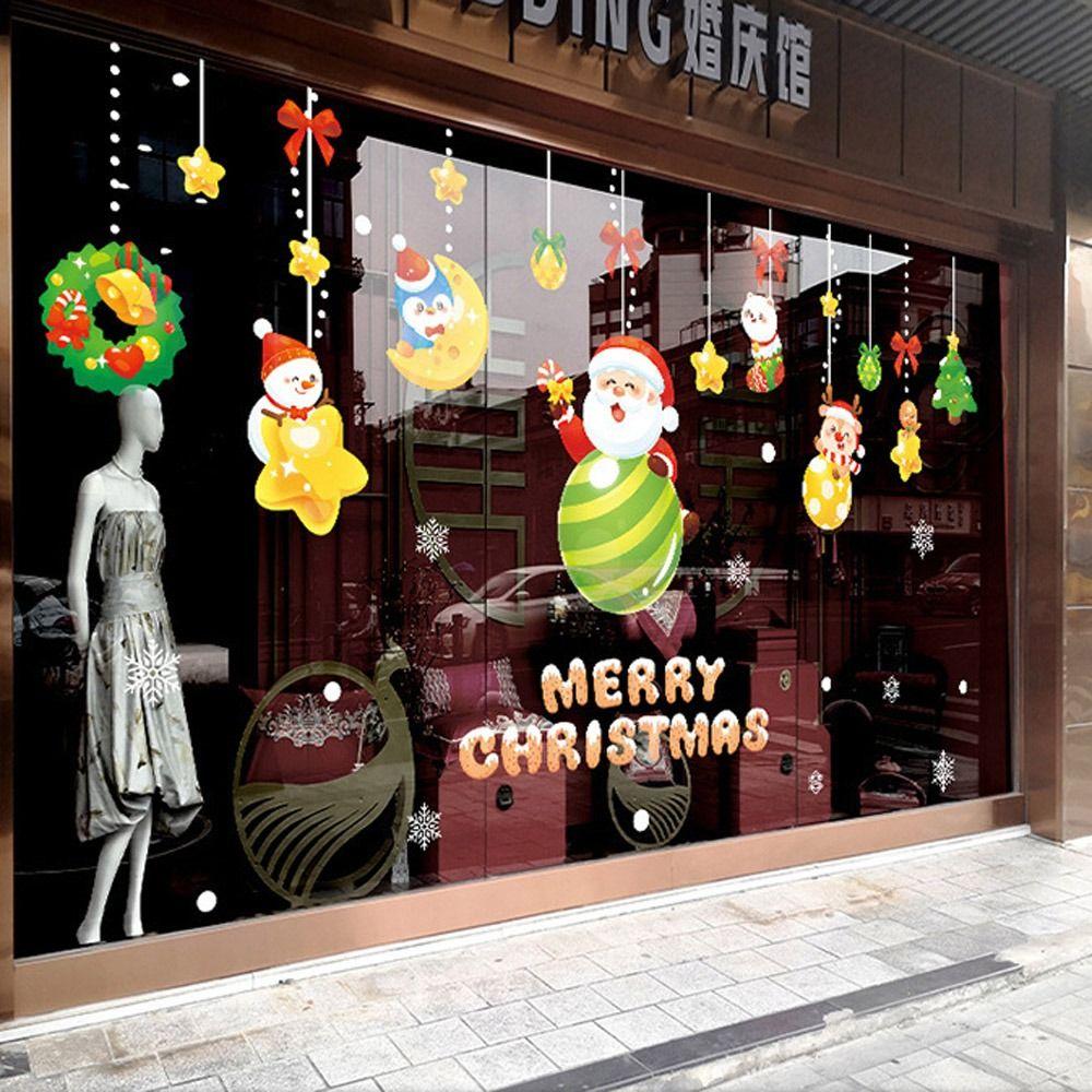 New Year Xmas Wall Sticker Snowflake Santa Claus Elk Glass Decal Gift Window Sticker  Home Decor
