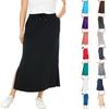 Womens Casual Maxi Skirts  High Waist Trendy Drawstring Side Slit Skirts With Pockets
