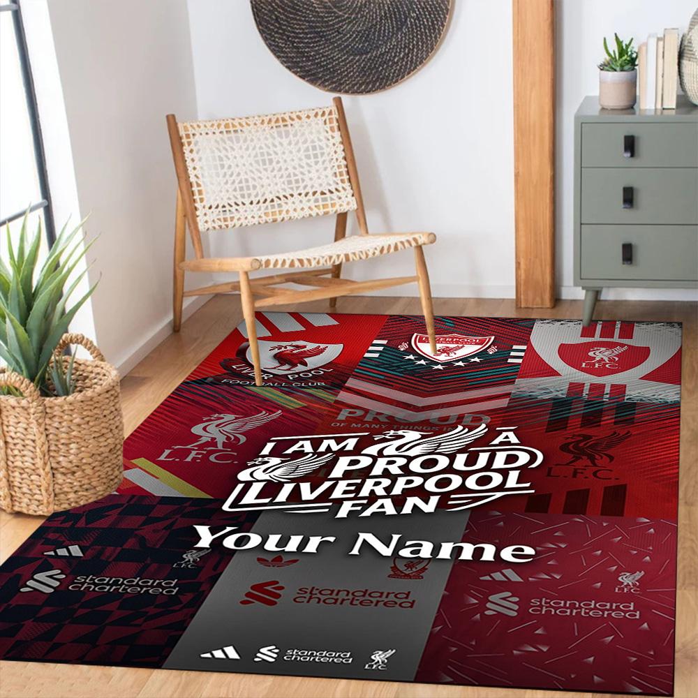 Liverpool Fc Personalized Name Floor Mat Perfect For Dining Room Decorate Room Game Room Playrooms Antislip Carpet Office Home Decor