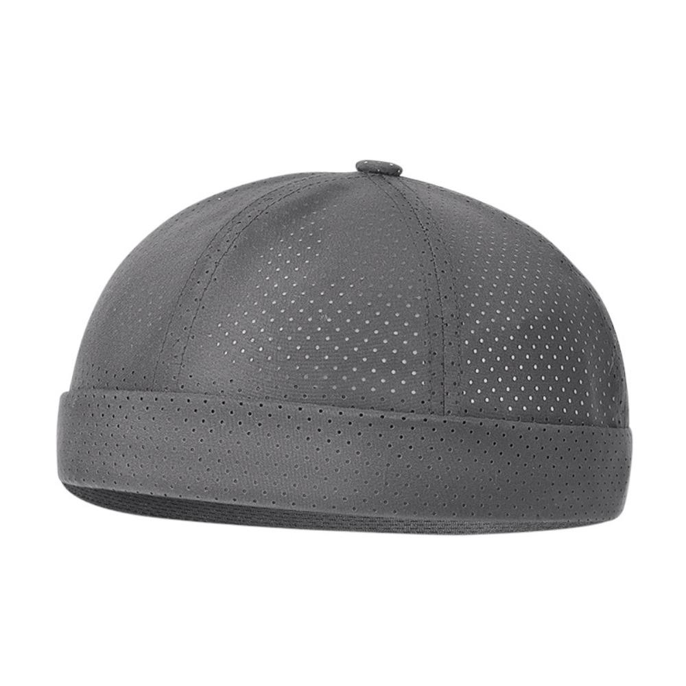 Retro Brimless Docker Cap Quick Drying Melon Skin Caps Casual Skullcap  Unisex