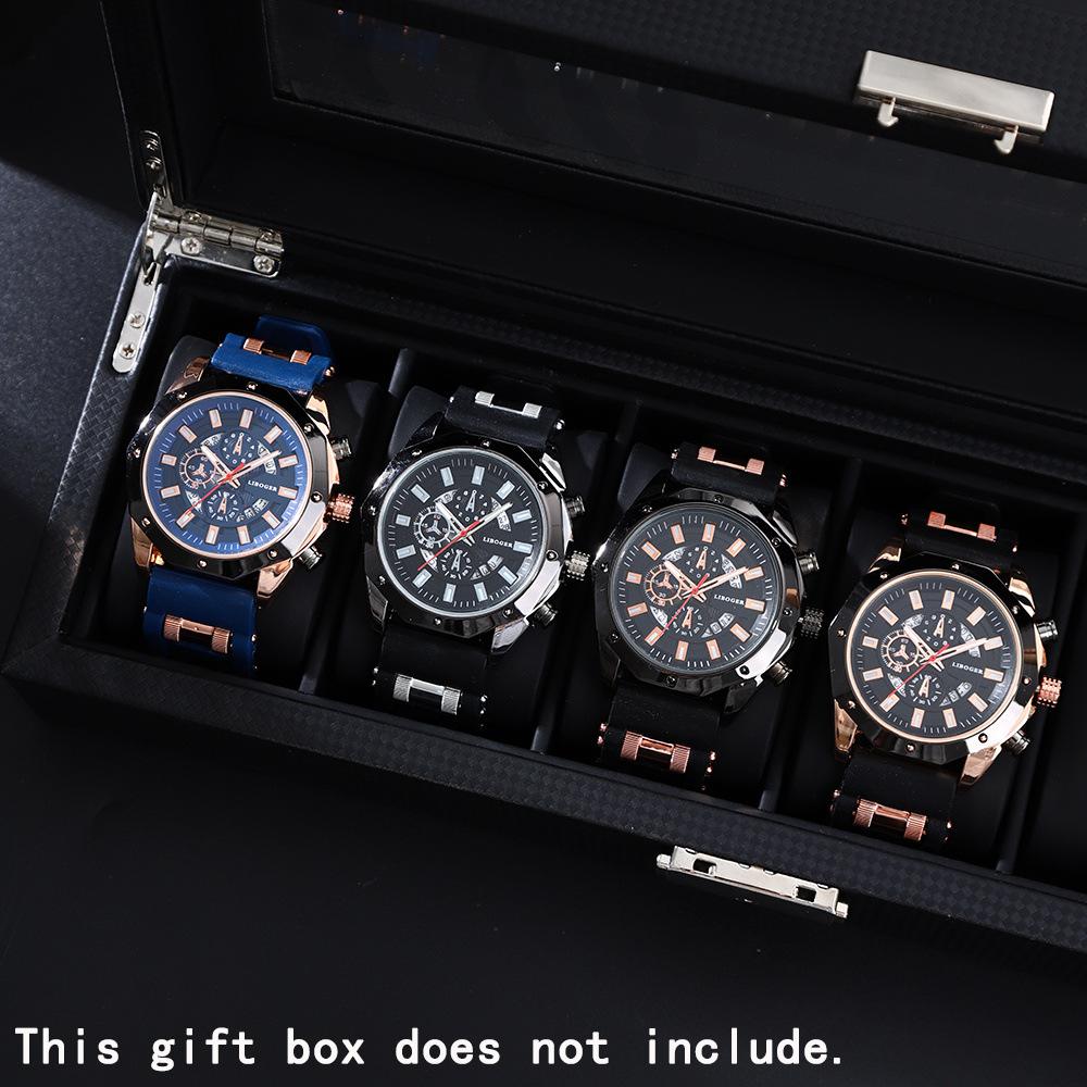 4-Piece Men S Watch Set Men S Fashion Silicone Quartz Pointer Watch