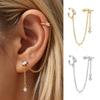 1pc Gold Color Chain Earring For Women Link  Tragus Piercing Link Ear Cartilage Clip Cubic Zirconia Fashion Jewelry Dropshipping