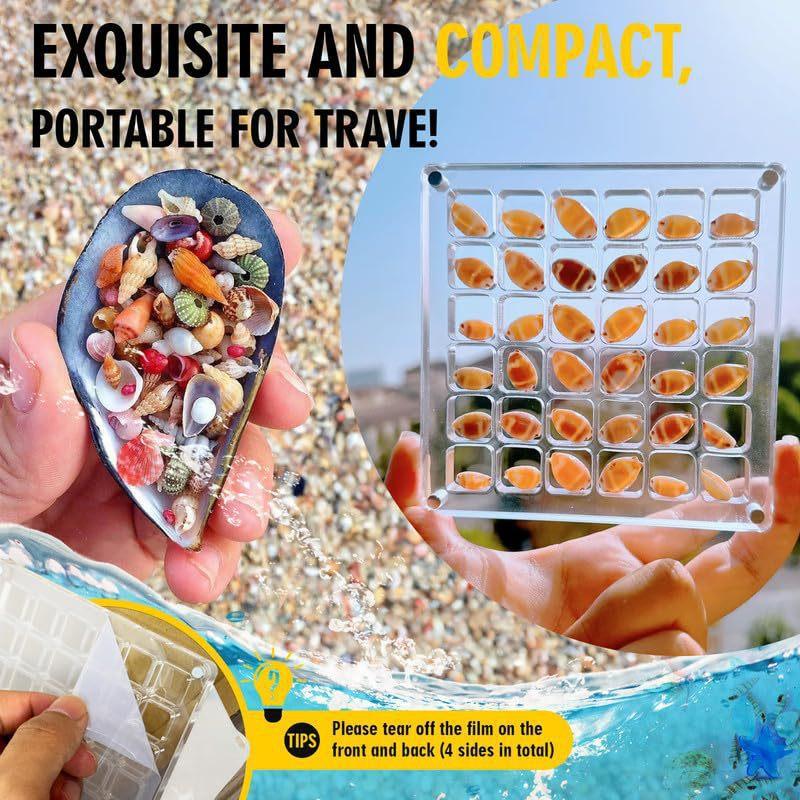 Acrylic Magnetic Seashell Display Box 36 Grids Transparent Compartment Organizer for Collectible Seashell Pin Badge Home Display