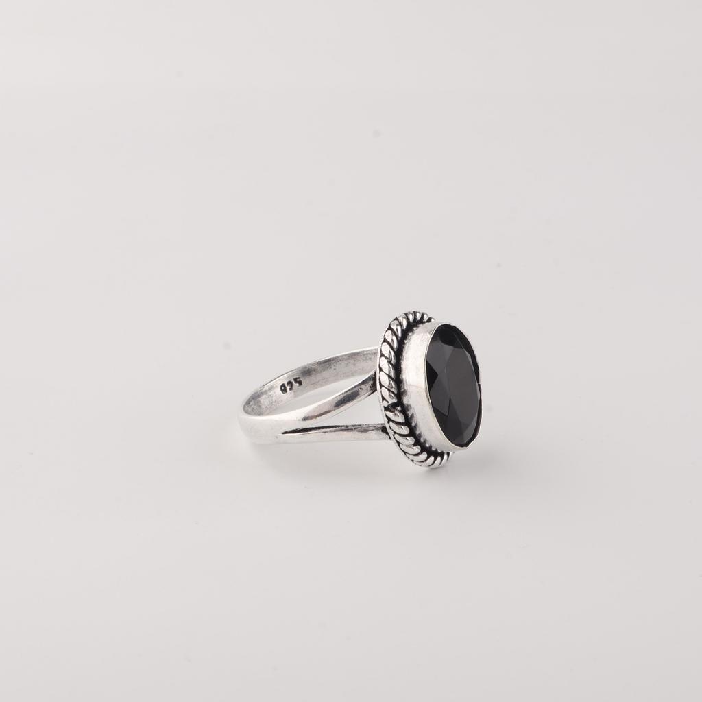 Natürlicher Schwarzer Onyx Edelstein 925er Sterling Silber Schmuck Handgefertigter Ring Für Verlobungsgeschenk RR-84-21
