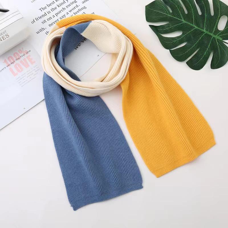 Damen Zweifarbiger Strickwollschal - Herbst/Winter Halswärmer, Koreanischer Stil, Vielseitig & Warm