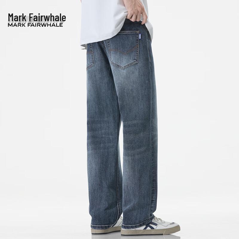 Mark Fairwhale Men's American Style Straight Wide-Leg Jeans